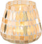 J-Line theelichthouder Mozaiek - glas - beige - small - 2 stuks