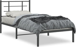 vidaXL - Bedframe - met - hoofdbord - metaal - zwart - 90x200 - cm