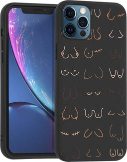 imoshion Hoesje Geschikt voor iPhone 12 Pro / 12 Hoesje Siliconen - imoshion Design hoesje - Zwart / Boobs all over - Black
