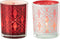 J-Line windlicht Notenkraker - glas - wit/rood - medium - 2 stuks