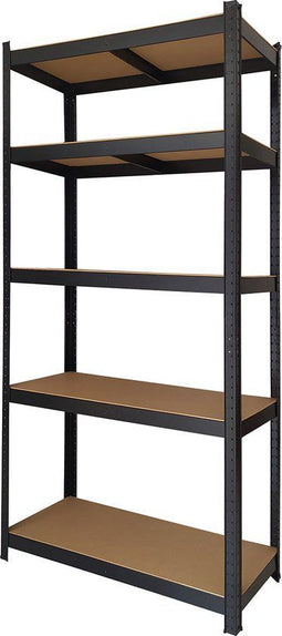 BRASQ Zwart Metalen Stellingkast - 180x90x40cm - 5 Lagen - 175 KG/plank - 875 KG max