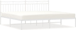 vidaXL - Bedframe - met - hoofdbord - metaal - wit - 200x200 - cm