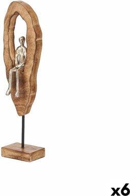 Decoratieve figuren Zittend Zilverkleurig Metaal 10 x 41,5 x 7,5 cm (6 Stuks)