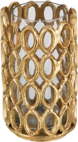 J-Line Theelichthouder Rond Ringen Aluminium Goud Small