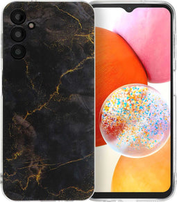 imoshion Hoesje Geschikt voor Samsung Galaxy A14 (5G) / A14 (4G) Hoesje Siliconen - imoshion Design hoesje - Meerkleurig / Black Marble