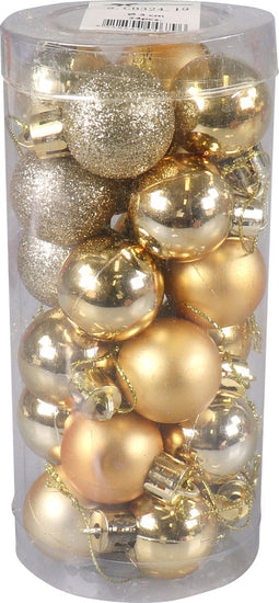 Kerstbal | 3cm | aan draad | goud | 24 stuks