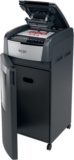 Rexel Optimum AutoFeed+ 600M Fluisterstille Papierversnipperaar P-5 Micro voor Kantoor - Invoer tot 600 Vellen - Zwart