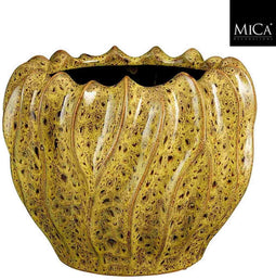 Mica Decorations Bloempot Thom - 31x31x24.5 cm - Keramiek - Geel