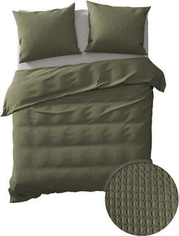 YELLOW Cialda Dekbedovertrek - Tweepersoons - 200x200/220 cm - Army Green