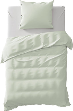Yellow Percale Dekbedovertrek - Eenpersoons - 140x200/220 cm - Ice Green