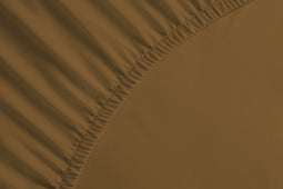 Yellow percale katoen hoeslaken bruin - lits-jumeaux (160x200) - natuurlijk materiaal - slijtvast en duurzaam