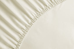 Yellow percale katoen hoeslaken creme - lits-jumeaux (160x200) - natuurlijk materiaal - slijtvast en duurzaam
