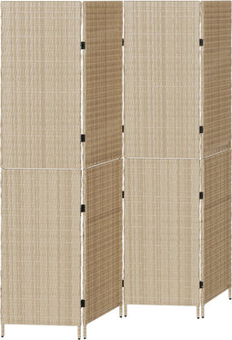 vidaXL - Kamerscherm - 4 - Paneel - Vouwbaar - Beige - 196x180 - cm - Poly - Rattan