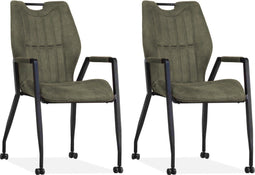 MX Sofa Stoel Olympic met wielen - Mosgroen - set van 2 stuks