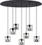 Atmooz - Hanglamp Noury 7 - ovaal - Industrieel - Woonkamer / Slaapkamer / Eetkamer - Plafondlamp - Zwart - Hoogte 120cm - Metaal