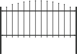 vidaXL - Tuinhek - met - speren - bovenkant - (0,5-0,75)x1,7 - m - staal - zwart