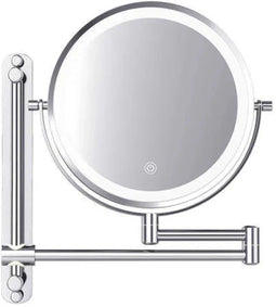 Make Up Spiegel met Led Verlichting - 7X Vergroting - Wandspiegel Rond - Scheerspiegel Wandmodel - Badkamer - Douche - Chroom