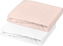 Domiva Set van 2 hoeslakens - 70 x 140 cm - Jersey - Wit/Nude