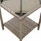 vidaXL - Tuinbank - met - tafel - en - kussens - L-vormig - poly - rattan - grijs