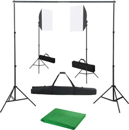 vidaXL - Fotostudioset - met - softboxlampen - en - achtergrond