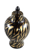 PTMD Brendy Urn Deco Dierenprint - H44 x Ø25 cm - Keramiek - Zwart/goud