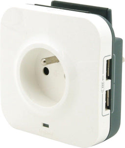 Legrand PENAARDE - Doorvoer stopcontact - 2x USB lader met smartphone houder - wit