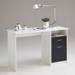 FMD Bureau met 1 lade 123x50x76,5 cm wit en zwart