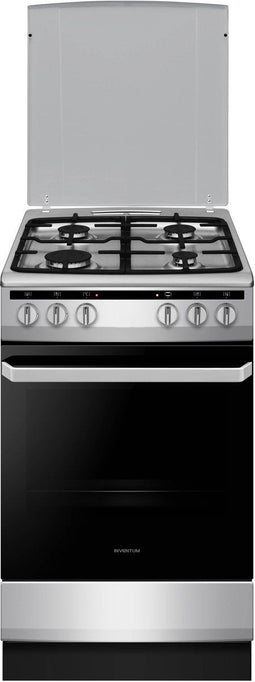 Inventum VFG5020GRVS - Vrijstaand gasfornuis - 4 kookzones - 62 liter - Zilver/Zwart