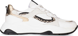 PS Poelman IVA - Dames sneakers - Vetersluiting met chunky zool - Wit met goud