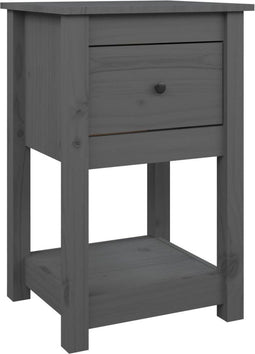 vidaXL - Nachtkastje - 40x35x61,5 - cm - massief - grenenhout - grijs