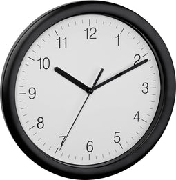 TFA Dostmann analoge wandklok, 60.3064.01, modern, stil sweep-uurwerk, keukenklok, kantoorklok, zwarte lijst, (L) 254 x (B) 254 x (H) 34 mm, zwart