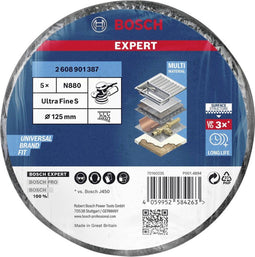 Bosch Accessories 2608901387 EXPERT N880 vliesschijf voor excentrische schuurmachine, 128 mm, fijn, 5-delig N/A 5 stuk(s)