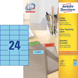 Avery - Gekleurde Etiketten - 70,0 x 37,0 mm permanent klevend - blauw