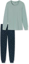 Schiesser Essentials Comfort Fit - Dames Pyjamaset - Lange pyjama met elastische tailleband - Grijs blauw