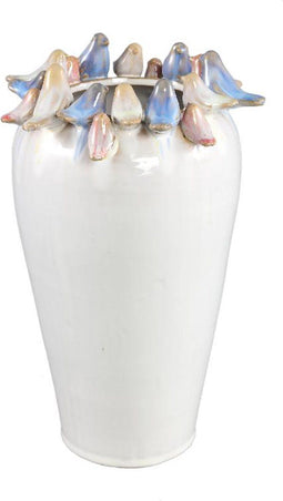 PTMD Bloempot Brin - 17x17x27 cm - Keramiek - Creme