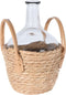 Flesvaas glas transparant met gevlochten rieten mand 18 x 27 cm - Decoratie vaas