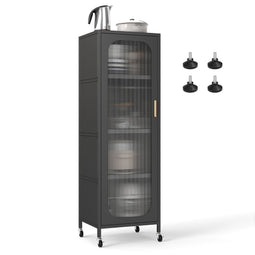 Coast Metalen Keukenkast - 5 Etages met 3 Verstelbare Planken - Zwart - 45 x 40 x 141 cm