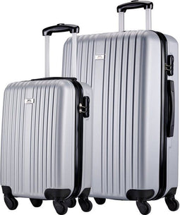 Slazenger Kofferset 2 Delig - Handbagage Trolley en Ruimbagage Koffer (S + M/L) - Hardcase met 360° Wielen en Cijferslot - Zilver
