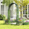 GOPLUS Rozenboog Metalen Poortboog met Deuren en Plantenbakken Klimhulp voor Klimplanten 202 x 50 x