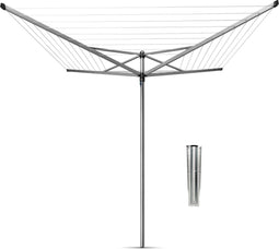 Brabantia Topspinner - Droogmolen - 40 m met metalen grondanker - Metallic Grey