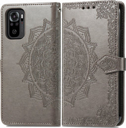 iMoshion Hoesje Geschikt voor Xiaomi Redmi Note 10 (4G) Hoesje Met Pasjeshouder - iMoshion Mandala Bookcase - Grijs