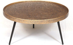 Ronde salontafel - bijzettafel antiek goud - salon tafel 75 cm