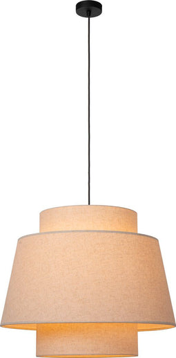 Lucide TRIBUTE - Hanglamp - Ø 60 cm - Hoogwaardig textiel - Beige