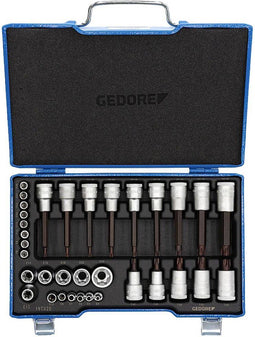 Gedore 6129440 - Dopsleutel-bitinzetset 34-delig - 1/4 (6.3 mm) en 1/2 (12.5 mm) - GEDORE blauwe stalen cassette (1 set)