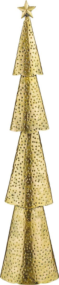 House of Seasons Kerstboom - Metaal - Gehamerde afwerking - Goud - L14,5 x B8 x H68 cm
