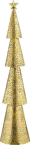 House of Seasons Kerstboom - Metaal - Gehamerde afwerking - Goud - L14,5 x B8 x H68 cm