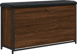 vidaXL - Schoenenbankje - met - klaplade - 102x32x56 - cm - bruin - eikenkleur