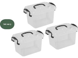 Brasq Opbergbox - SB11 - 11 Liter - Stapelbaar - 35,5 x 24,5 x 20 cm - Transparant (3 stuks)
