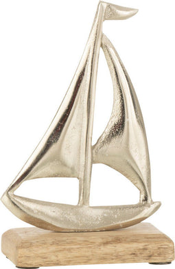 J-Line decoratie Boot Op Voet - aluminium - zilver/naturel - small