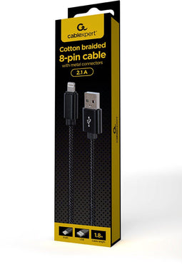 8-Pin laad- & datakabel 1.8 meter zwart